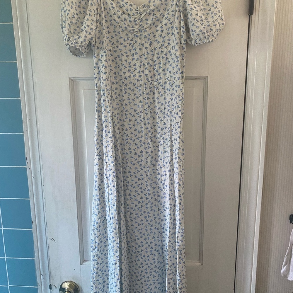Olive Clothing Blue and White Floral Midi Dress